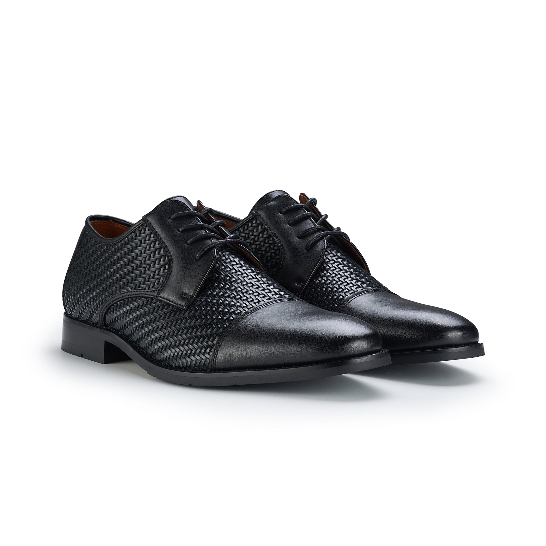 Cap-Toe Woven Derby Shoes | Franco by Ferro Aldo | Conal Footwear | Paired Angle View