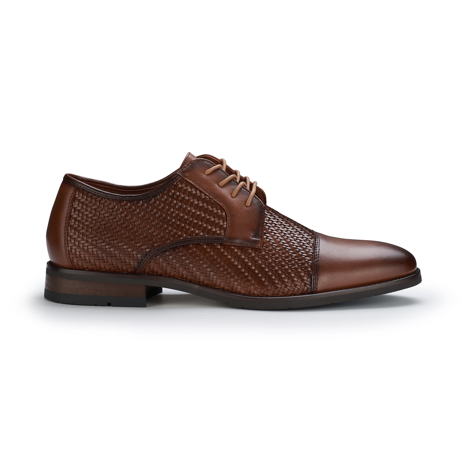 Cap-Toe Woven Derby Shoes | Franco by Ferro Aldo | Conal Footwear | Outer Side Angle View