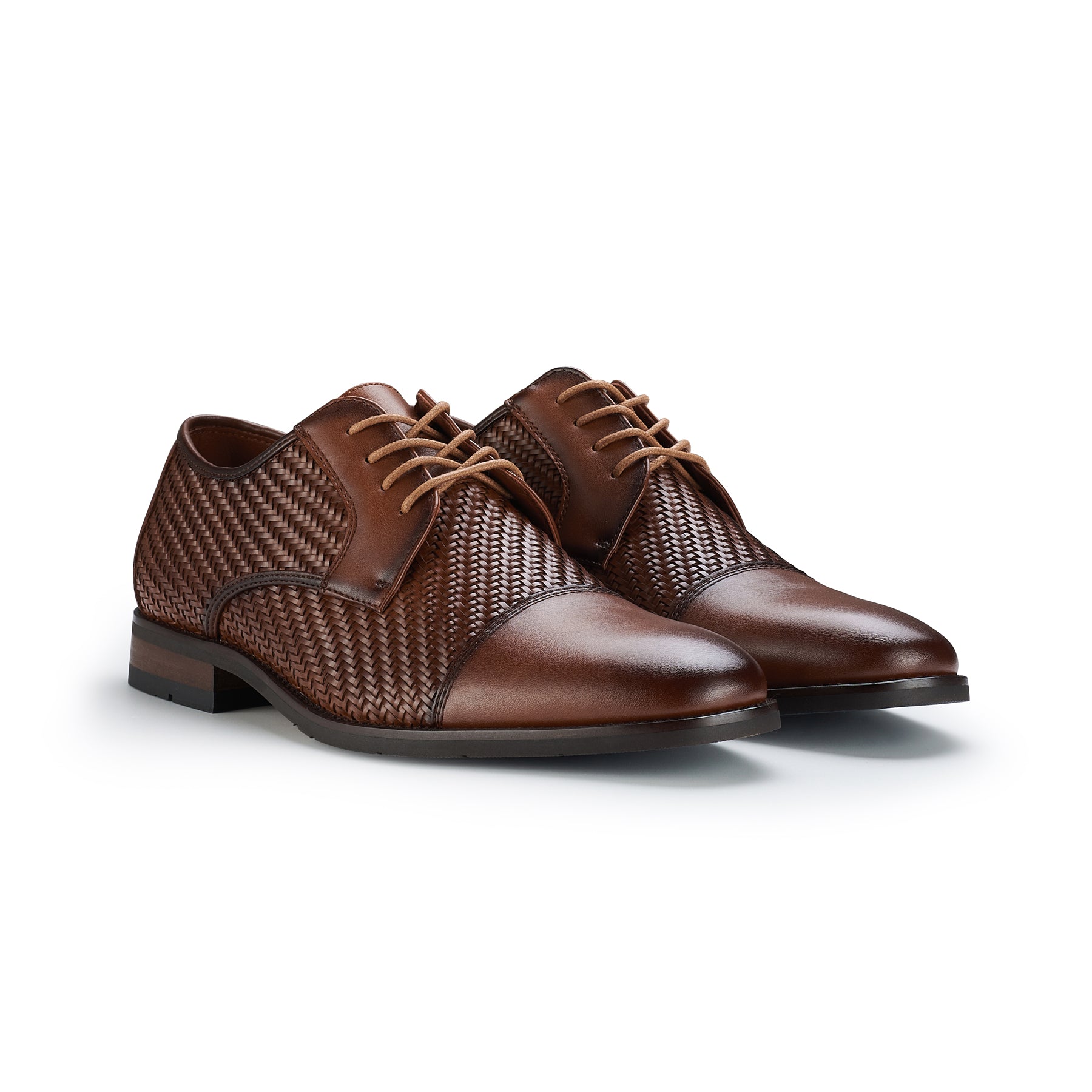 Cap-Toe Woven Derby Shoes | Franco by Ferro Aldo | Conal Footwear | Paired Angle View