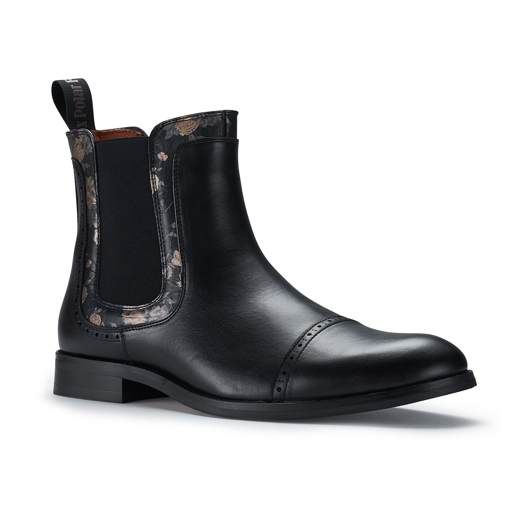 Men's Cap Toe Subtle Floral Chelsea Boots | Frederick by Polar Fox | Conal Footwear | Main Angle View