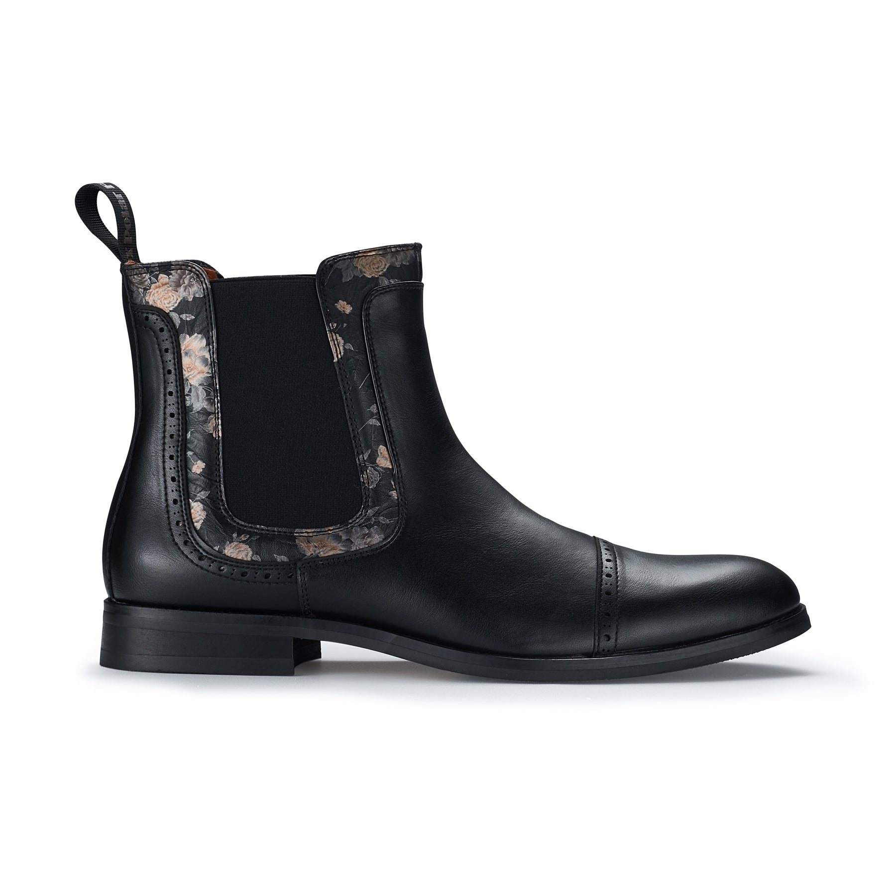 Men's Cap Toe Subtle Floral Chelsea Boots | Frederick by Polar Fox | Conal Footwear | Outer Side Angle View