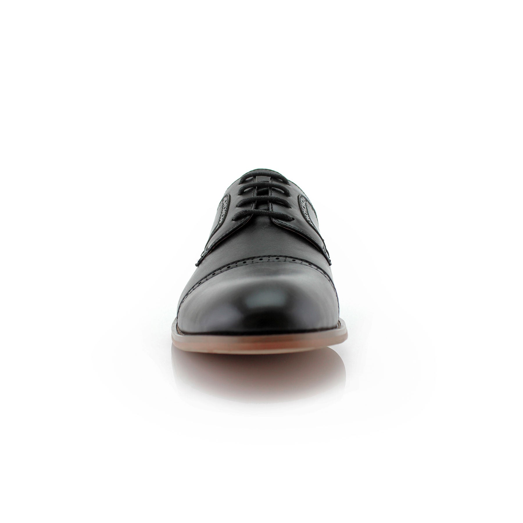 Brogue Burnished Derby Shoes | Jared by Ferro Aldo | Conal Footwear | Front Angle View