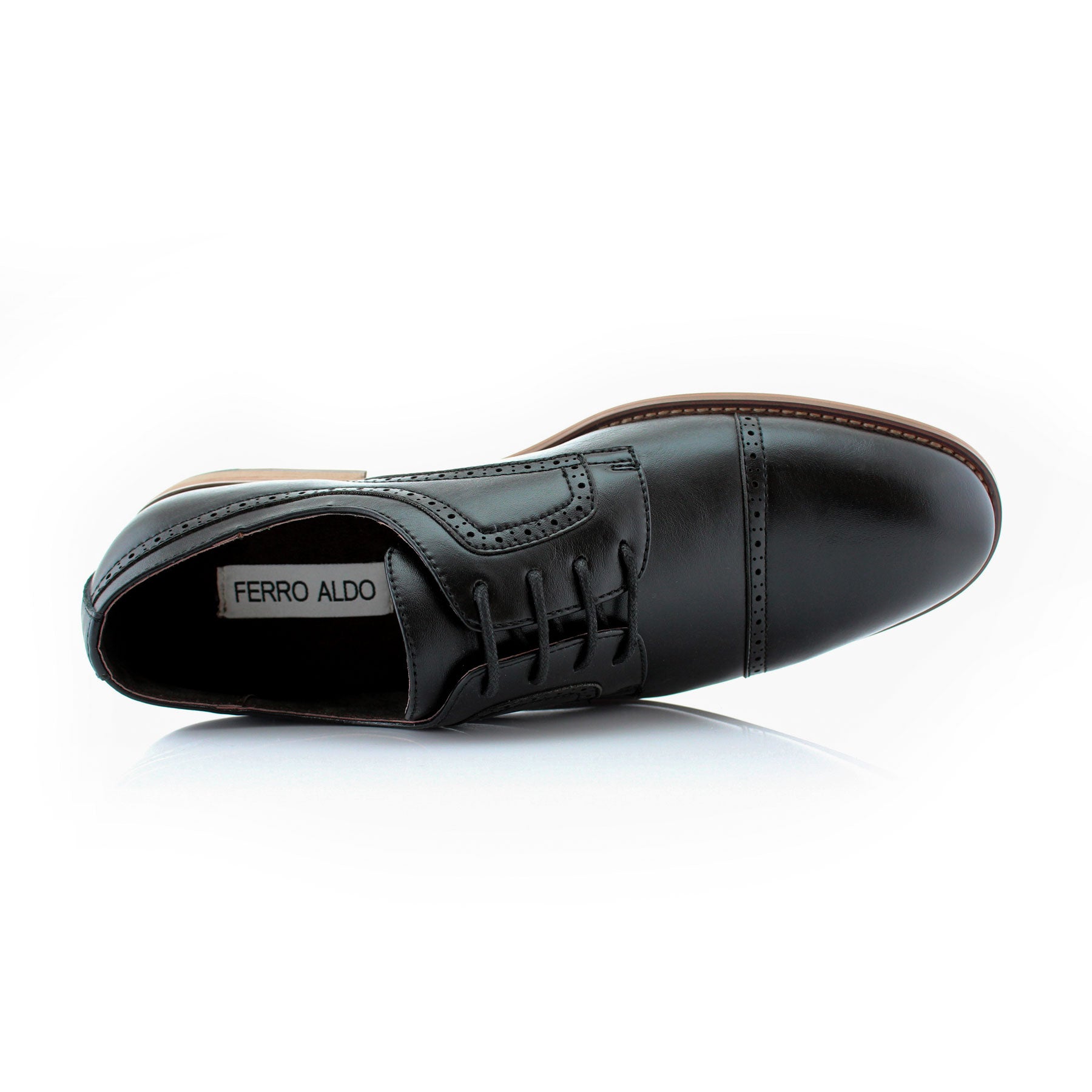 Brogue Burnished Derby Shoes | Jared by Ferro Aldo | Conal Footwear | Top-Down Angle View