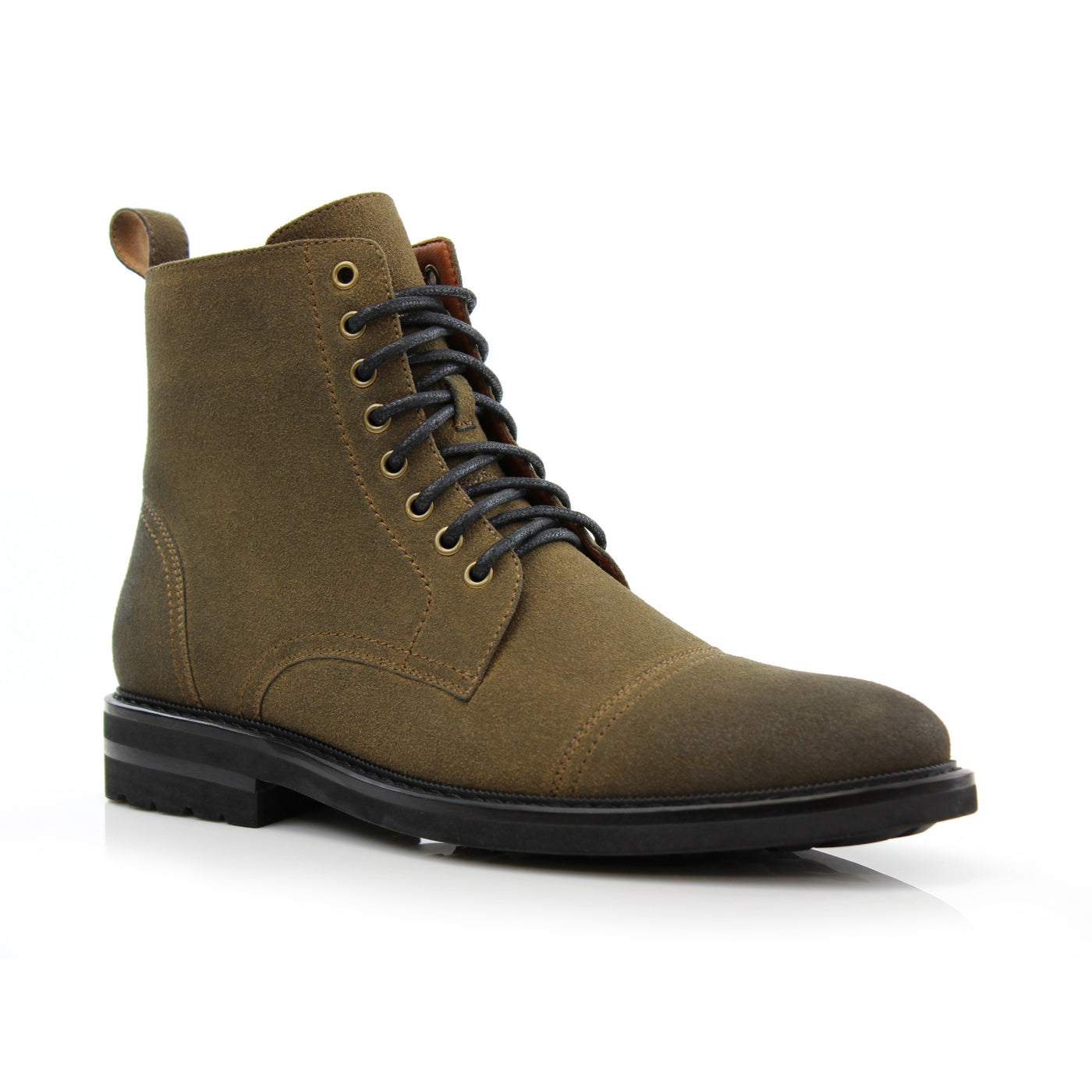 Olive Suede Burnished Boots With Zipper Closure | Polar Fox | Wright