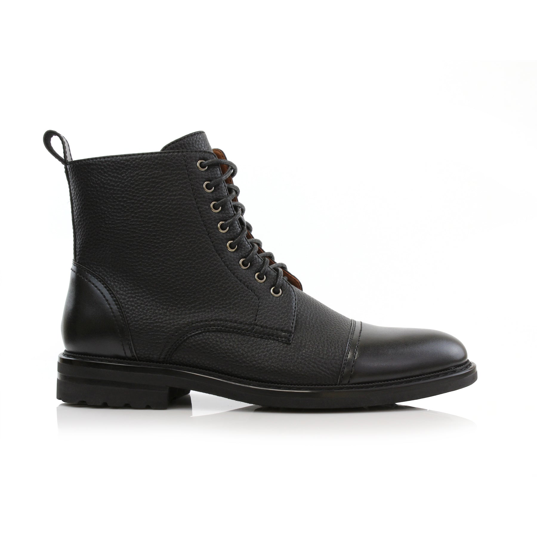 Grained Black Faux Leather Boots With Zipper Closure | Polar